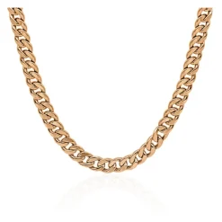 Cadena Cubana 60cm Oro Rosa Maciza 18K