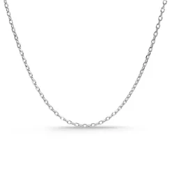 Cadena Oro Blanco Forzada Oval Lapidada 1.4mm 18K 45cm