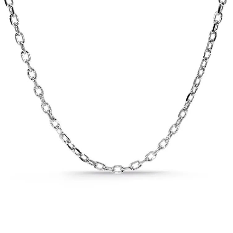 Cadena Oro Blanco 18k 40cm Forzada Oval Lapidada 2.1mm
