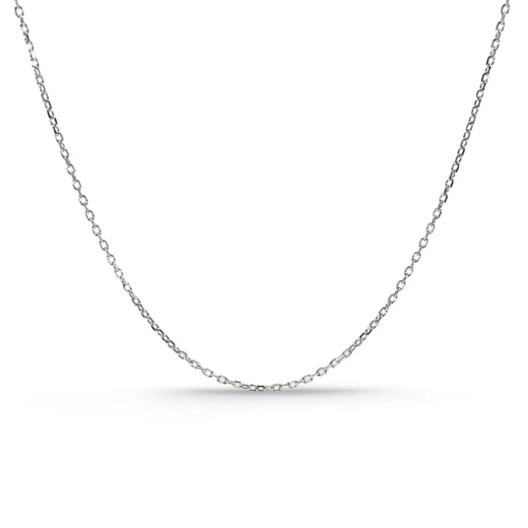 Cadena Oro Blanco 0.9mm Forzada Oval Lapidada Oro 18K 40cm