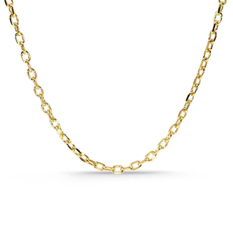 Cadena Oro 18k 60cm Forzada Oval Lapidada 2.1mm