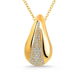 Colgante Gota Agua Nochentera Diamantes con Cadena Oro Amarillo