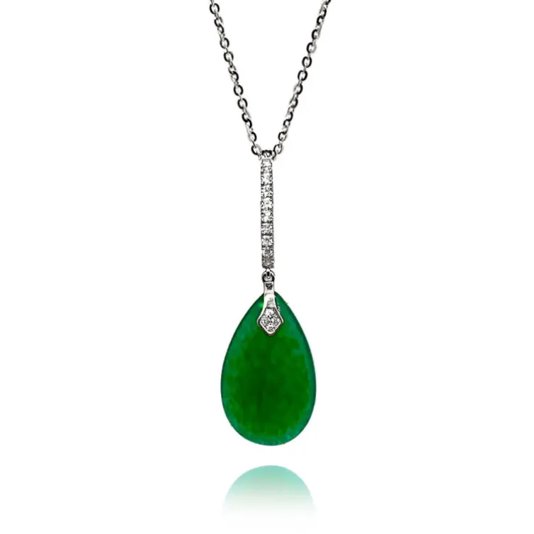Colgante Jade Verde Oro Y Diamantes Serenity