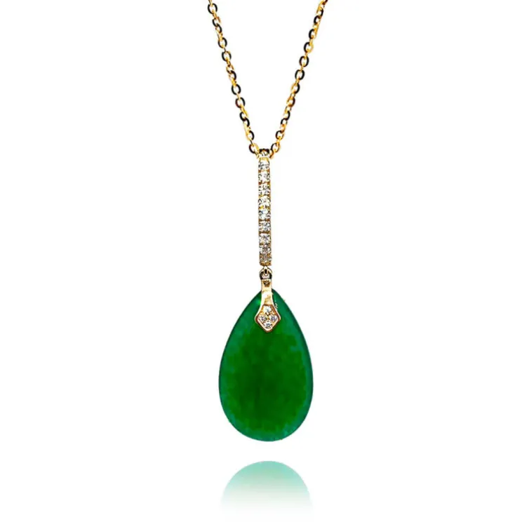 Colgante Jade Verde Oro Y Diamantes Serenity