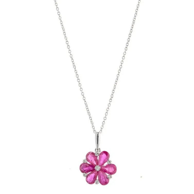 Colgante Oro Rubí Flor