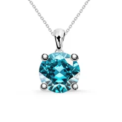 Collar Brillante Azul Jackie 0.50Ct Solitario Oro Blanco