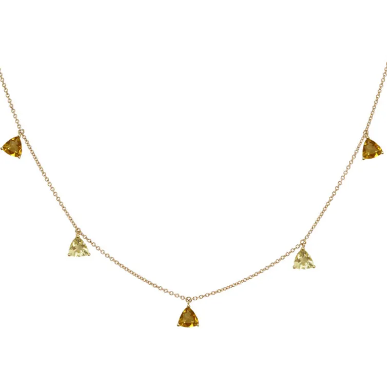 Collar Colgantes Piedras Citrino Y Cuarzo Limón Trillon