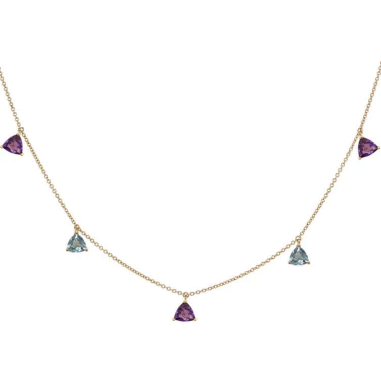 Collar Colgantes Piedras Amatista Y Topacio Trillon