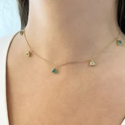 Collar Colgantes Piedras Cuarzo Verde Y Cuarzo Limón Trillon