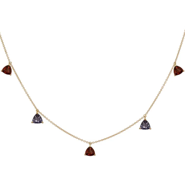 Collar Colgantes Piedras Grante Y Iolita Trillon