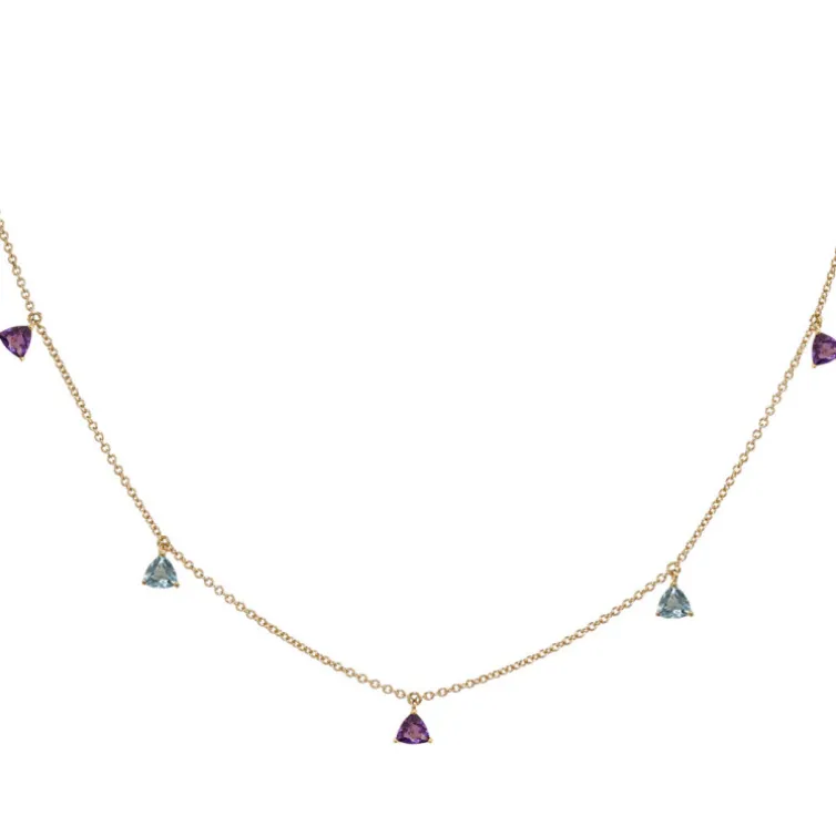 Collar Colgantes Piedras Amatista Y Topacio Trillon
