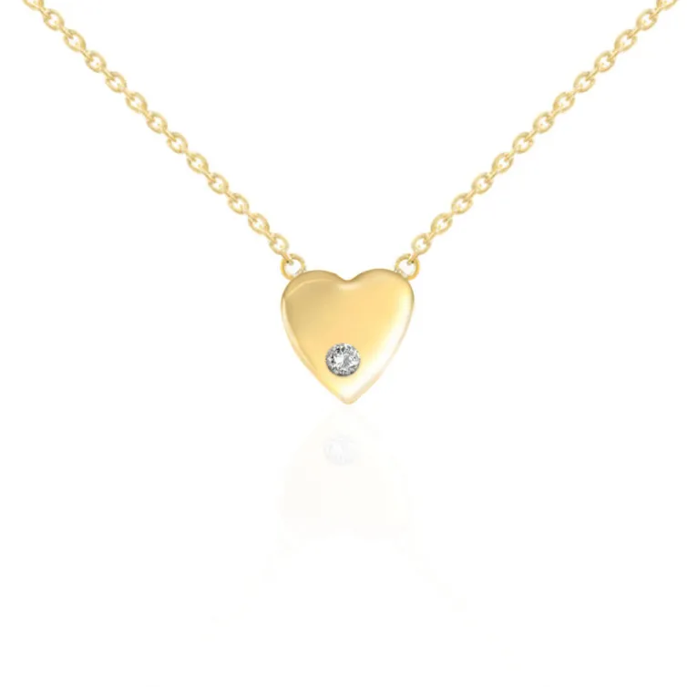 Collar Corazón Diamante Oro Amarillo Always