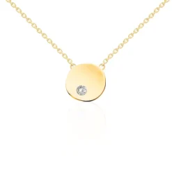 Collar Círculo Diamante Oro Amarillo Always