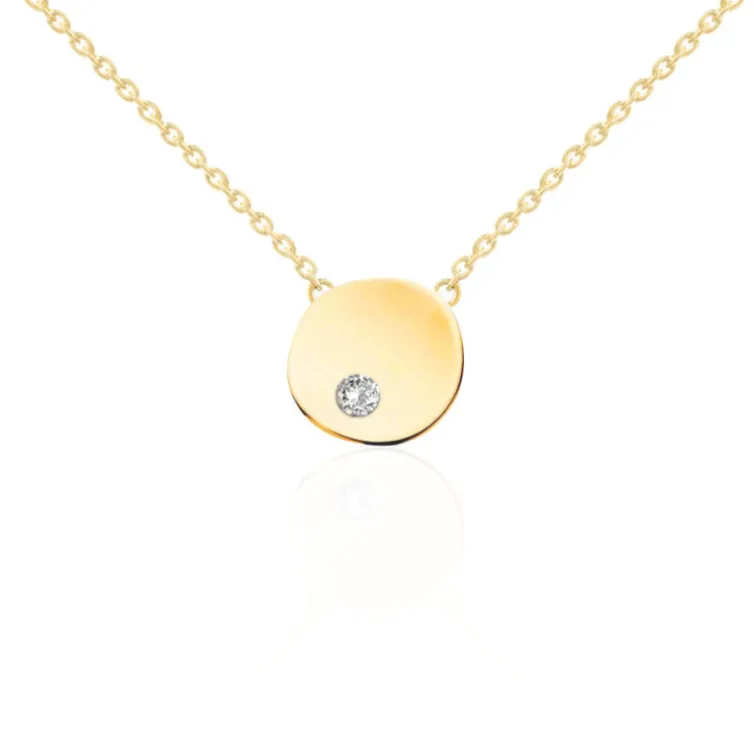 Collar Círculo Diamante Oro Amarillo Always