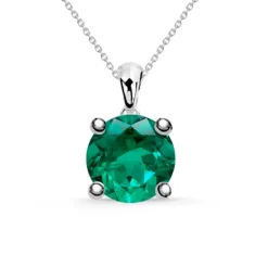 Collar Esmeralda Jackie 0.20Ct 0.50Ct Solitario Oro Blanco