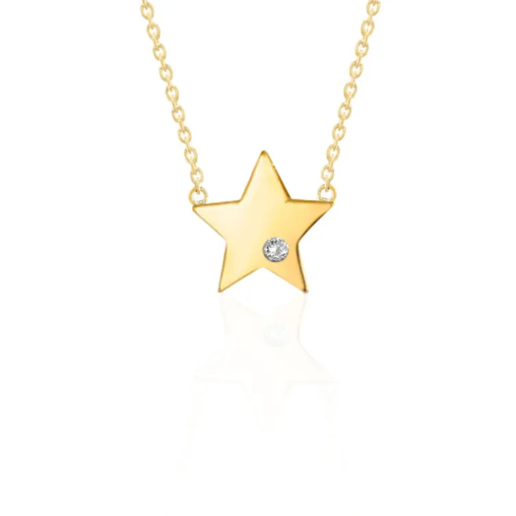 Collar Estrella Diamante Oro Amarillo Always