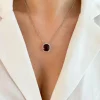 Collar Granate 6.90Ct Oro Blanco Sunset Square