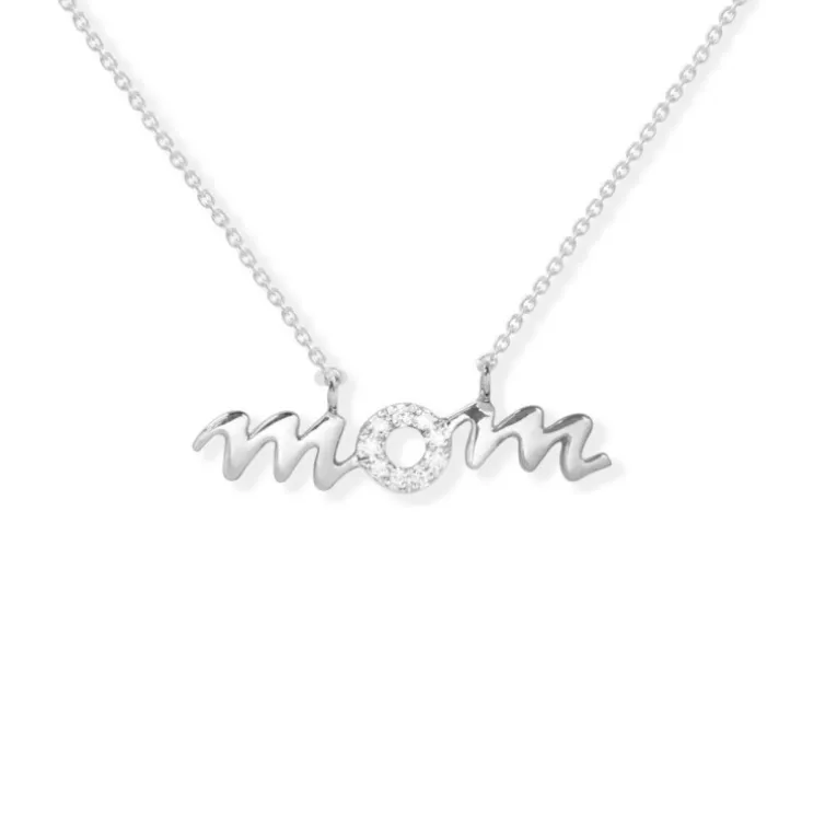 Collar Oro Blanco Mom Mama Mini Details