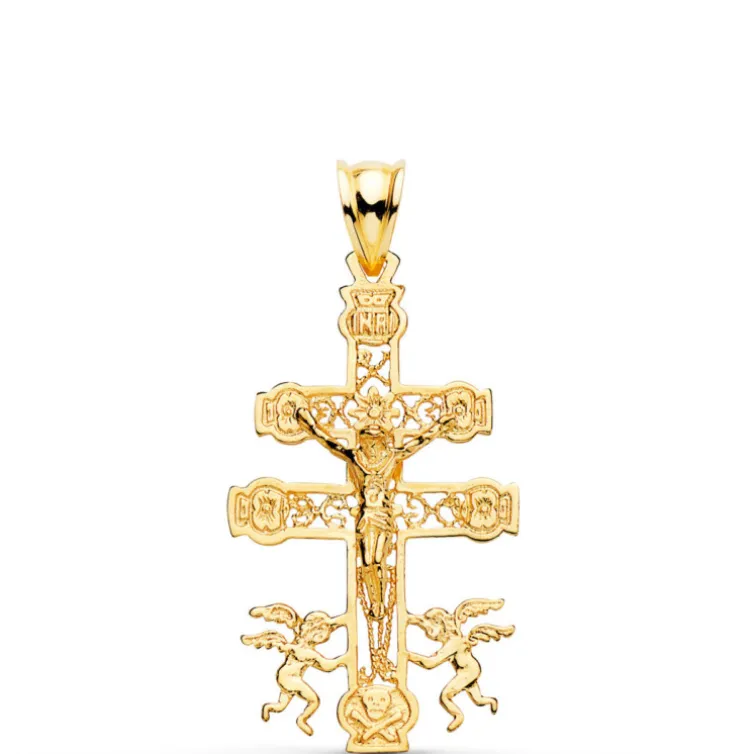 Cruz de Caravaca Oro Hombre 18K 35x20mm Grabado