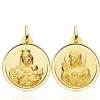 Escapulario 24Mm Virgen Del Carmen Y Corazón De Jesús Bisel 18K