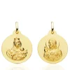 Escapulario 20mm Virgen del Carmen y Corazón de Jesús 18K