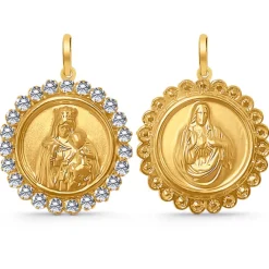Escapulario oro y diamantes Virgen del Carmen y Sagrado Corazón