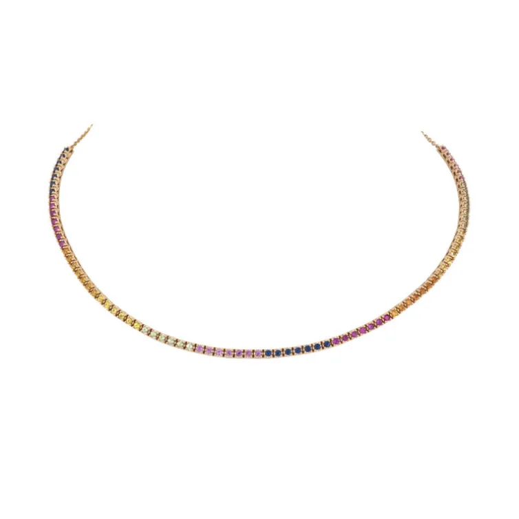 Gargantilla Zafiros Colores Oro Rosa Rainbow