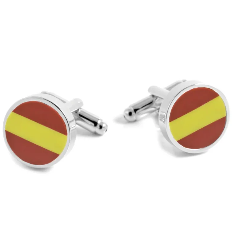 Gemelos Acero Bandera España Bisel