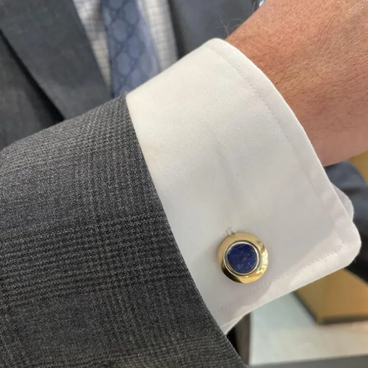 Gemelos De Plata Y Oro Lapislázuli