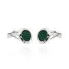 Gemelos Malaquita Verde Plata Redondos