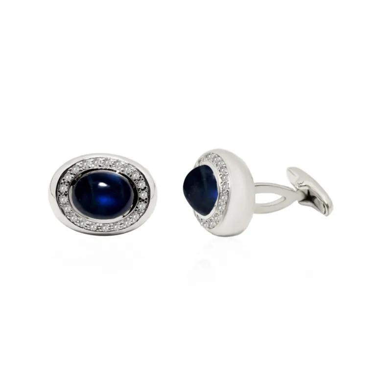 Gemelos Zafiros Y Diamantes Cabuson