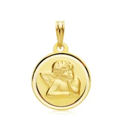Medalla 18Mm Angel Serafin Bisel Liso 18K