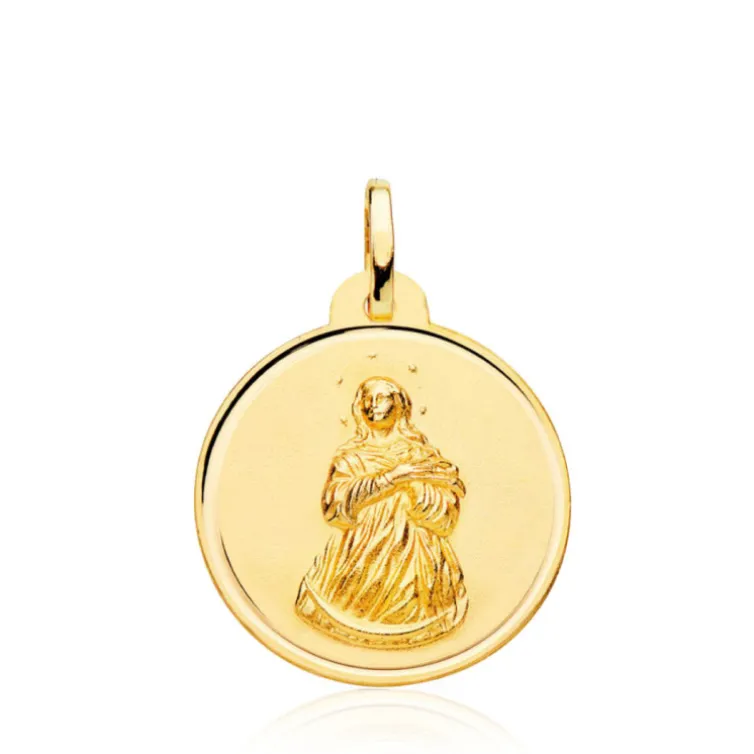 Medalla 22Mm Inmaculada Concepción Bisel Liso 18K
