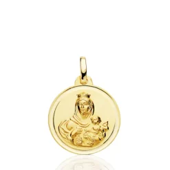 Medalla 18Mm Virgen Del Carmen Bisel Liso 18K