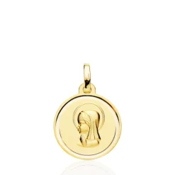 Medalla 16Mm Virgen Niña Bisel Liso 18K