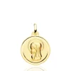Medalla 18Mm Virgen Niña Bisel Liso 18K