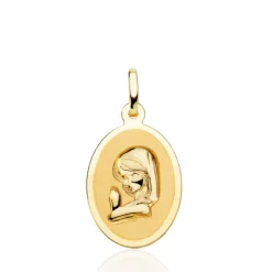 Medalla 16Mm Virgen Niña Oval Bisel Liso 18K