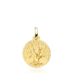 Medalla Árbol de la Vida Colgante 16Mm Oro 18K
