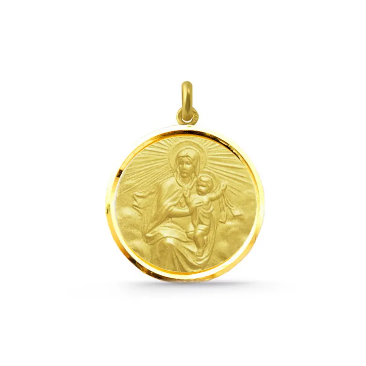 Medalla Virgen del Carmen Manto Bisel Oro 18K