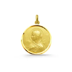 Medalla Virgen María Manto Oro 18K Bisel
