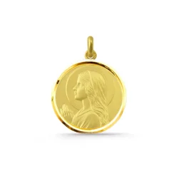 Medalla Virgen María Niña Oro 18K Bisel