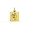 Medalla Virgen Niña Bisel Liso Cuadrada 18K