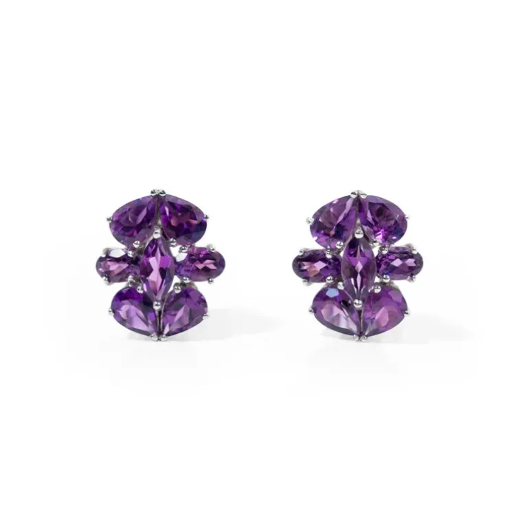 Pendientes Amatista Flor