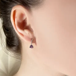 Pendientes Amatista Y Diamantes Trillon