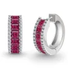 Pendientes Aro con Zafiros Rojos y Diamantes Princess
