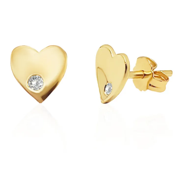 Pendientes Corazón Diamante Oro Amarillo Always