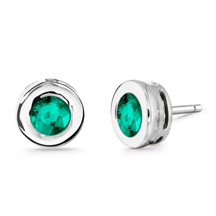 Pendientes de Esmeraldas Linda Oro Blanco