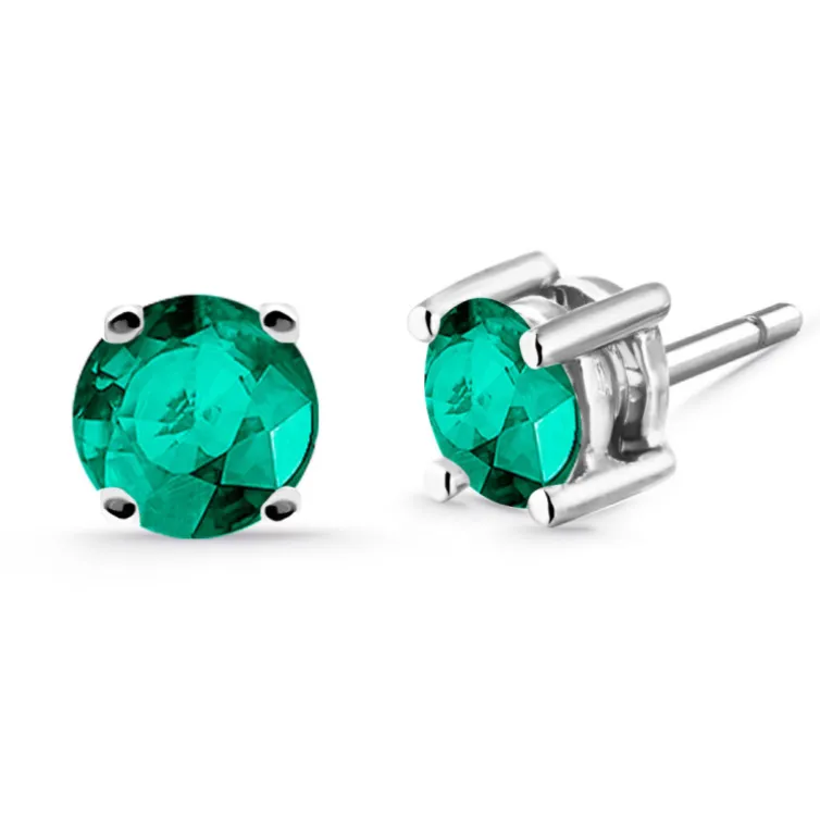 Pendientes de Esmeraldas Jackie Oro Blanco