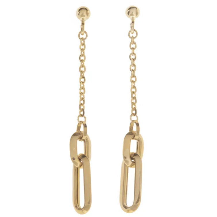 Pendientes De Oro Doble Rectángulo Amor Libre