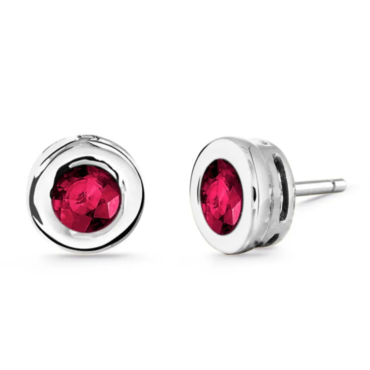 Pendientes de Rubies Linda Oro Blanco